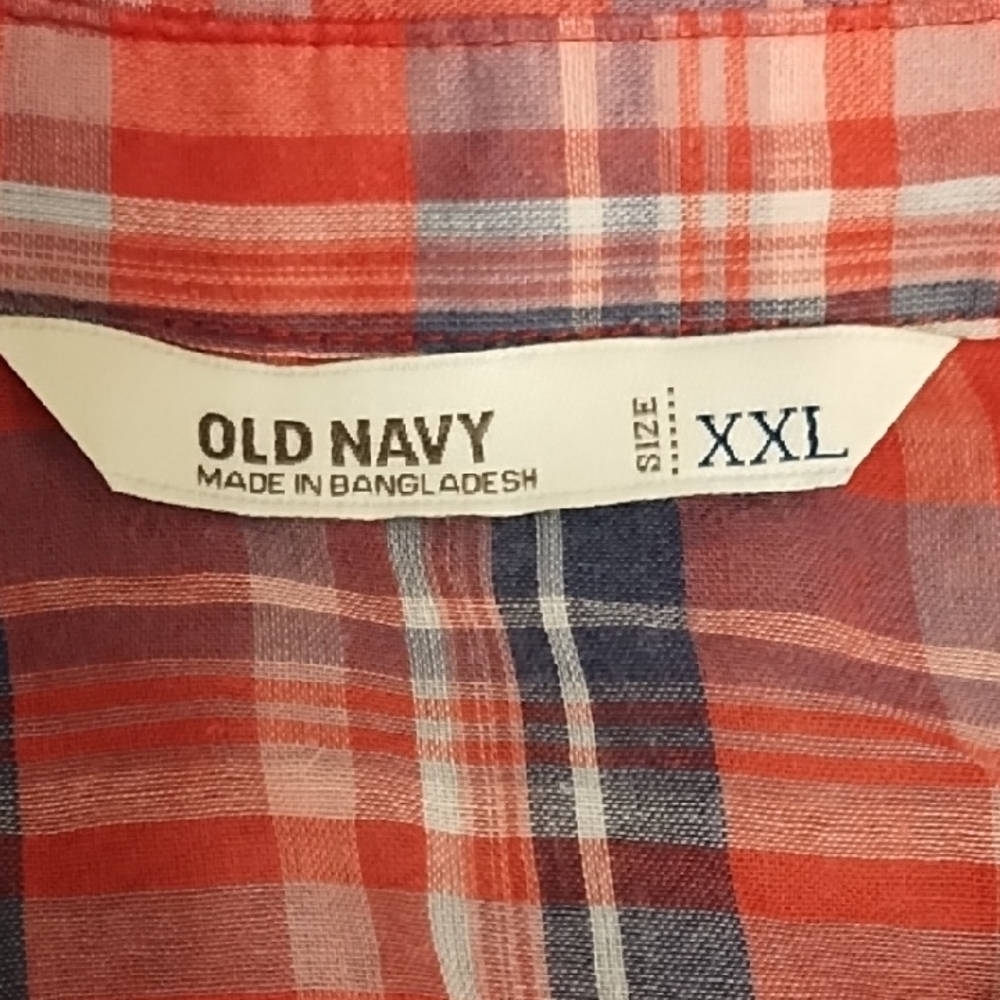 Old Navy Red and Blue Plaid Button Down Shirt 100% Cotton - Picture 2 of 8